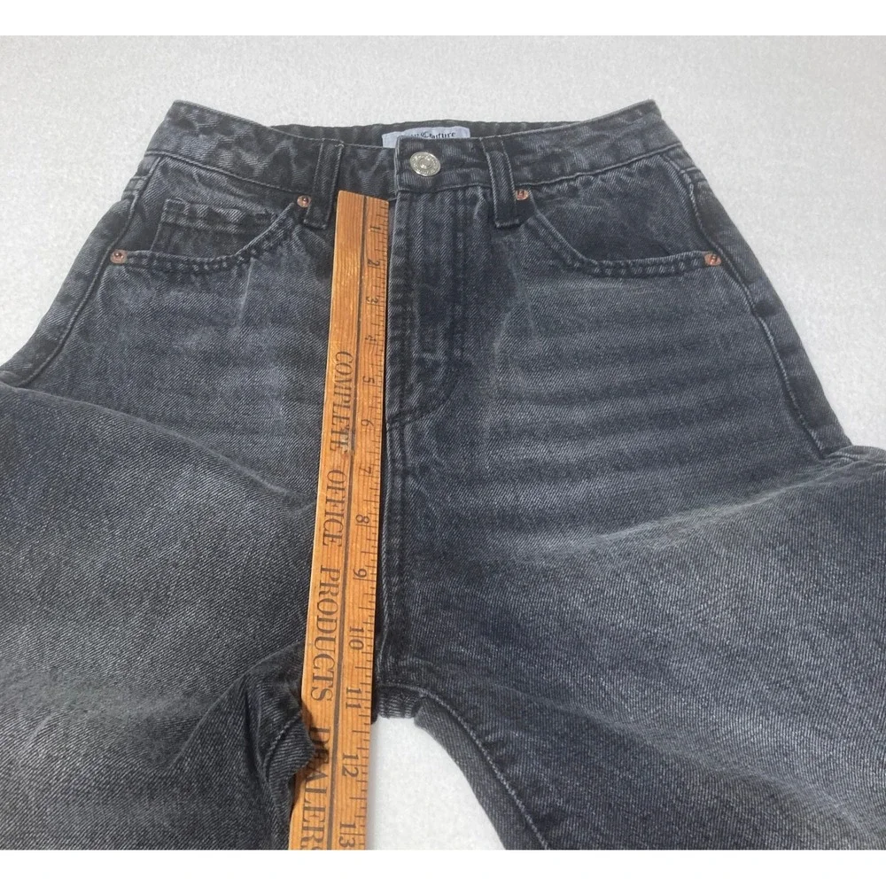 Juicy Couture Lunita Black Wash Denim Jeans High Rise Wide Leg‎ Raw Hem Size 24